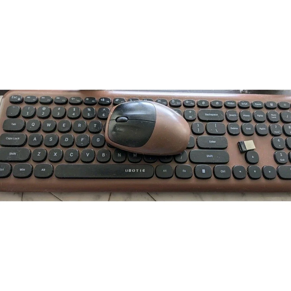 UBOTIE Colorful Computer Wireless Keyboards Mouse Combos, Typewriter Flexible Ke